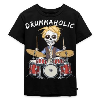 SKELETON DRUMS DRUMMAHOLIC - Kids Premium Organic T-Shirt - black - Front - Mikhail (115cm)