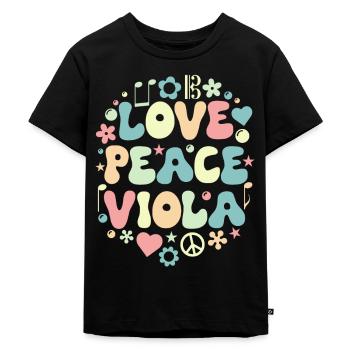 Bratsche Viola Bratschist Retro Love - Kinder Premium Bio T-Shirt - Schwarz - Vorne - Mikhail (115cm)