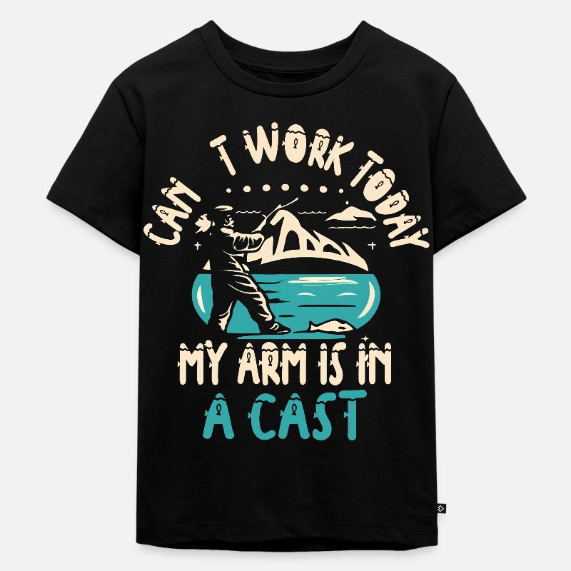 Fisherman I Can't Work Today My Arm Is in a cast - Kinder Premium Bio T-Shirt - Schwarz