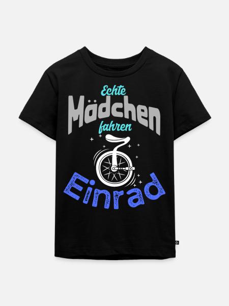 Echte Mädchen fahren Einrad - Kinder Premium Bio T-Shirt - Schwarz