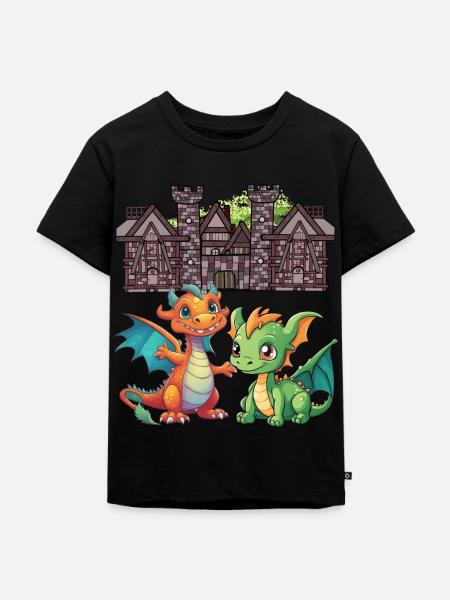Mittelalter Drache Drachen - Kinder Premium Bio T-Shirt - Schwarz