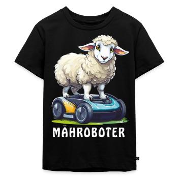 SCHAF MÄHROBOTER - Kinder Premium Bio T-Shirt - Schwarz - Vorne - Mikhail (115cm)
