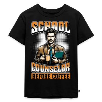 School Counselor Before Counseling Coffee Lover - Kids Premium Organic T-Shirt - black - Front - Mikhail (115cm)
