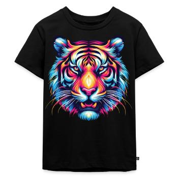 Visage De Tigre, Art Animalier Coloré, Tigre - T-shirt Premium bio Enfant - noir - Devant - Mikhail (115cm)