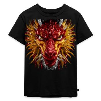 Faszinierender Paillettendrache - Kinder Premium Bio T-Shirt - Schwarz - Vorne - Mikhail (115cm)