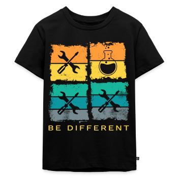 Chemistry Chemist Be Different Laboratory Flask Retro - Kids Premium Organic T-Shirt - black - Front - Mikhail (115cm)