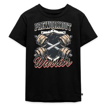 Pre Workout Preworkout Warrior - Kinder Premium Bio T-Shirt - Schwarz - Vorne - Mikhail (115cm)