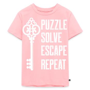 Puzzle Solve Escape Repeat Locked Room Game - Kids Premium Organic T-Shirt - rose - Front - AI Model Kid Female (0cm)