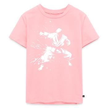 Karate Boy Drawing - Kids Premium Organic T-Shirt - rose - Front - AI Model Kid Female (0cm)
