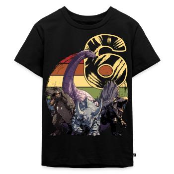 Coole Dinosaurier 6 Jahre 6. Geburtstag Geschenk - Kinder Premium Bio T-Shirt - Schwarz - Vorne - Mikhail (115cm)