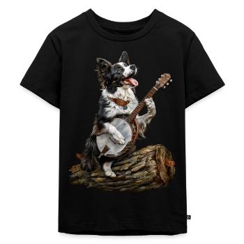 Border Collies Chien Joueur de Banjo Bluegrass - T-shirt Premium bio Enfant - noir - Devant - Mikhail (115cm)
