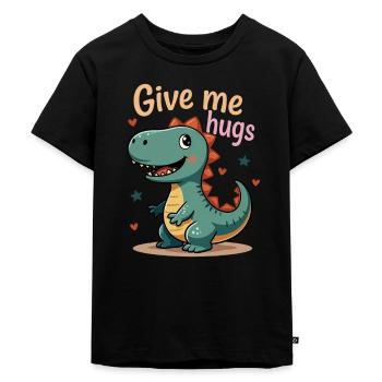 Dino Donne-moi un câlin - Dinosaure mignon - T-shirt Premium bio Enfant - noir - Devant - Mikhail (115cm)