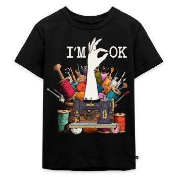 Couture, couture, couture, courtepointe - T-shirt Premium bio Enfant - noir - Devant - Mikhail (115cm)