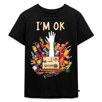 Couture, couture, couture, courtepointe - T-shirt Premium bio Enfant - noir - Devant - Mikhail (115cm)
