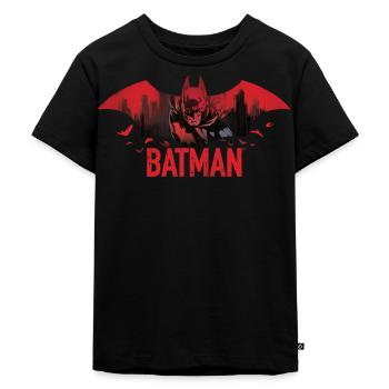 Batman Mit Fledermäusen Und Rotem Batman-Logo - Kinder Premium Bio T-Shirt - Schwarz - Vorne - Mikhail (115cm)