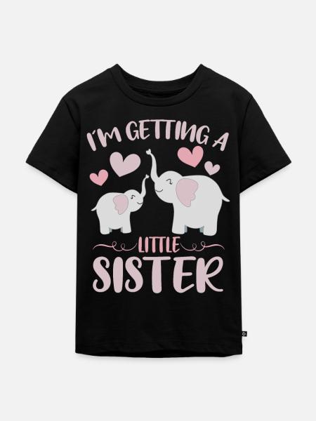 Lillesøster afslører at få lillesøster elefant - Premium økologisk T-shirt til børn - sort