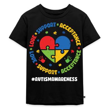 Autismus - Kinder Premium Bio T-Shirt - Schwarz - Vorne - Mikhail (115cm)