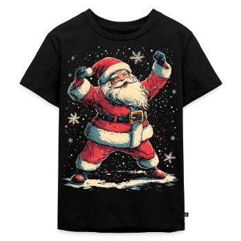 Vintage Weihnachtsmann Weihnachten X-Mas Vibes - Kinder Premium Bio T-Shirt - Schwarz - Vorne - Mikhail (115cm)