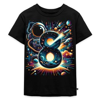 Astronaut 8. Geburtstag Weltraum Jungen 8 Jahre - Kinder Premium Bio T-Shirt - Schwarz - Vorne - Mikhail (115cm)