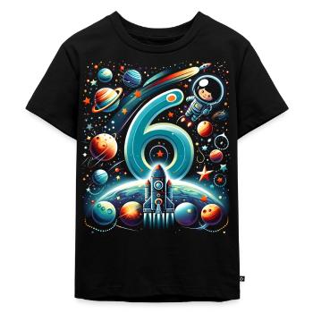 Astronaut 6. Geburtstag Weltraum Jungen 6 Jahre - Kinder Premium Bio T-Shirt - Schwarz - Vorne - Mikhail (115cm)