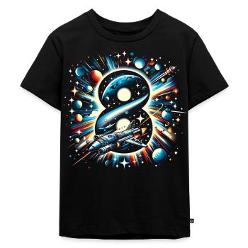 Astronaut 8. Geburtstag Weltraum Jungen 8 Jahre - Kinder Premium Bio T-Shirt - Schwarz - Vorne - Mikhail (115cm)