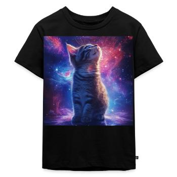 Katze - Kinder Premium Bio T-Shirt - Schwarz - Vorne - Mikhail (115cm)