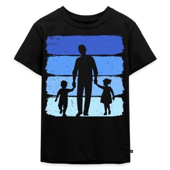 Vater mit Tochter und Sohn papa und tochter sohn - Kinder Premium Bio T-Shirt - Schwarz - Vorne - Mikhail (115cm)
