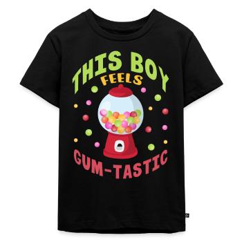 This boy feels gumtastic Design - Kinder Premium Bio T-Shirt - Schwarz - Vorne - Mikhail (115cm)