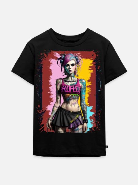 Hübsches Punk-Mädchen - Kinder Premium Bio T-Shirt - Schwarz