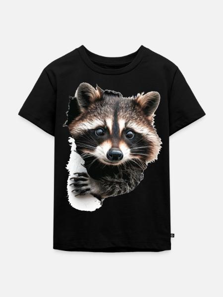 Waschbär - Kinder Premium Bio T-Shirt - Schwarz