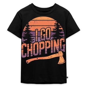 Holzfäller Holz hacken Baumfäller - Kinder Premium Bio T-Shirt - Schwarz - Vorne - Mikhail (115cm)