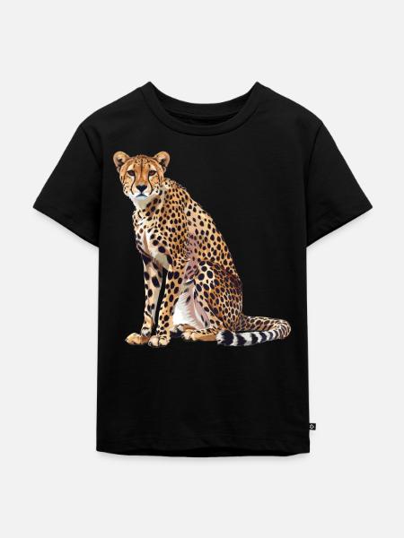 Cheetah Geparde Gepard - Kinder Premium Bio T-Shirt - Schwarz