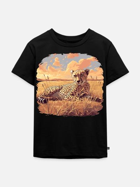 Cheetah Geparde Gepard - Kinder Premium Bio T-Shirt - Schwarz