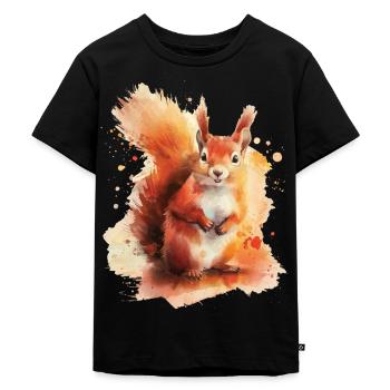 Eichhörnchen - Kinder Premium Bio T-Shirt - Schwarz - Vorne - Mikhail (115cm)