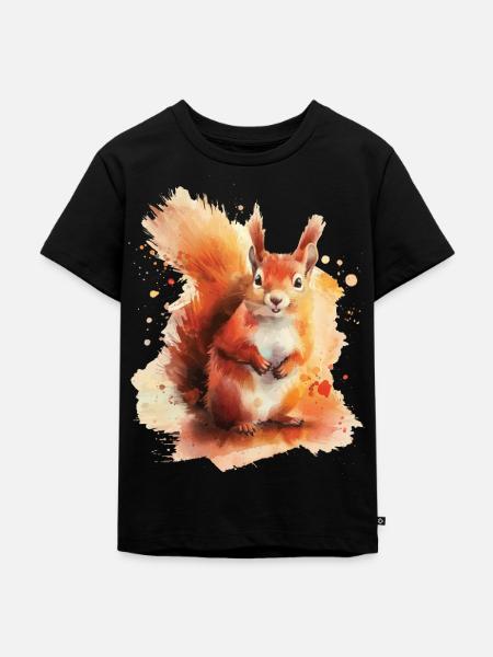 Eichhörnchen - Kinder Premium Bio T-Shirt - Schwarz
