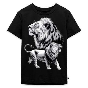 Löwe - Kinder Premium Bio T-Shirt - Schwarz - Vorne - Mikhail (115cm)
