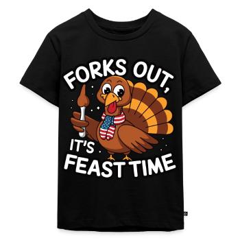Lustiger Thanksgiving Truthahn - Kinder Premium Bio T-Shirt - Schwarz - Vorne - Mikhail (115cm)