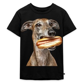 Windhund - Kinder Premium Bio T-Shirt - Schwarz - Vorne - Mikhail (115cm)