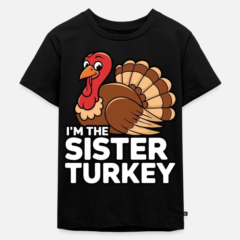 Dinde drôle de Thanksgiving - T-shirt Premium bio Enfant - noir
