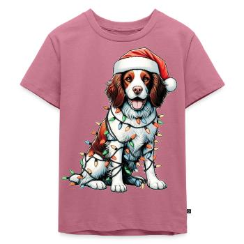 Brittany Spaniel Chien Père Noël Noël - T-shirt Premium bio Enfant - mauve - Devant - Hailey (125cm)