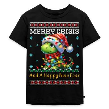 T-Rex Ugly Christmas Merry Crisis Weihnachten - Kinder Premium Bio T-Shirt - Schwarz - Vorne - Mikhail (115cm)