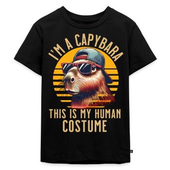 Capybara Kostüm - Kinder Premium Bio T-Shirt - Schwarz - Vorne - Mikhail (115cm)