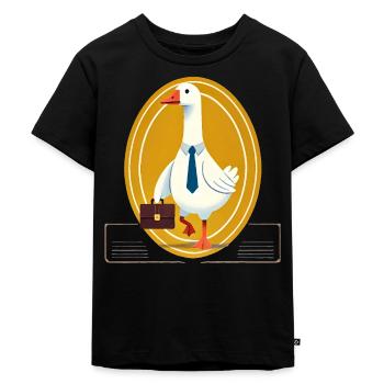 Serious Goose en costume avec mallette - T-shirt Premium bio Enfant - noir - Devant - Mikhail (115cm)