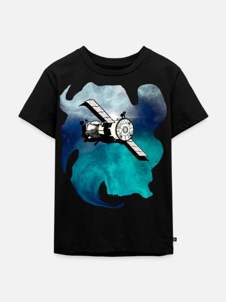 Weltraum Satellit - Kinder Premium Bio T-Shirt - Schwarz