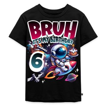 Astronaut 6. Geburtstag Weltall - Kinder Premium Bio T-Shirt - Schwarz - Vorne - Mikhail (115cm)