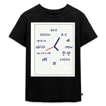 Uhr Mathematik Mit Kreativen Formeln - Kinder Premium Bio T-Shirt - Schwarz - Vorne - Mikhail (115cm)