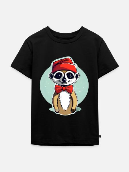 Erdmännchen Weihnachtsoutfit - Kinder Premium Bio T-Shirt - Schwarz