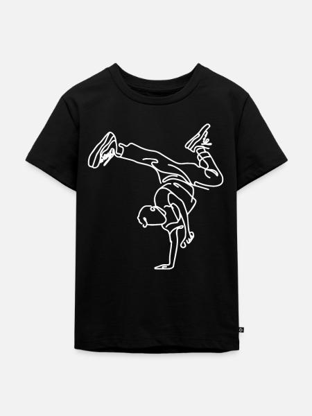 Breakdance Junge Zeichnung - Kinder Premium Bio T-Shirt - Schwarz