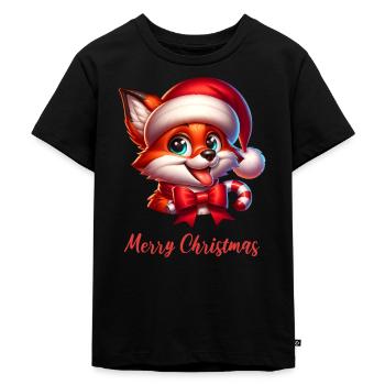 Fuchs Weihnachten - Kinder Premium Bio T-Shirt - Schwarz - Vorne - Mikhail (115cm)