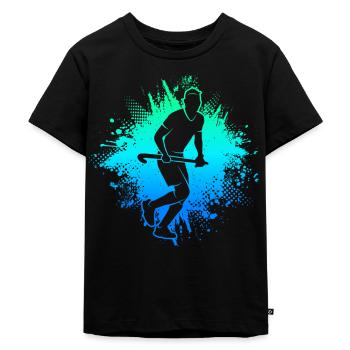 Feldhockey Hockey Jungen Herren Hockeyspieler - Kinder Premium Bio T-Shirt - Schwarz - Vorne - Mikhail (115cm)